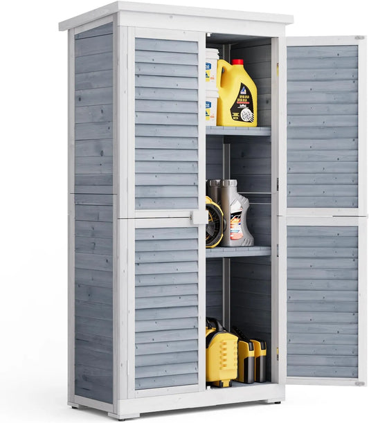 Armoire de jardin, en Bois pour Outils 160 x 87 x 47 cm Remise pour Utilisation Extérieure Abri de Jardin pour la Cour et Le Jardin finition grise
