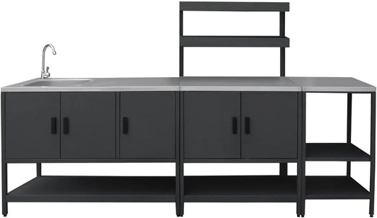 Sweeek, Cuisine extérieure 3 modules en Acier Inoxydable finition noire