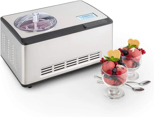 Klarstein compresseur, Pack thermique 2L, Dolce Bacio, Machine à crème glacée, Sorbetière à, Glaces, sorbets, yaourts, Ecran tactile LCD