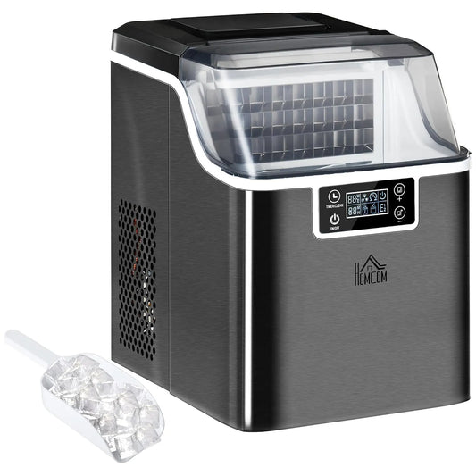 Homcom machine à glaçons 24h, 24 glaçons en 14-18 min, ice maker portable avec fonction autonettoyante, peut charger seau d'eau, cuisine, bar
