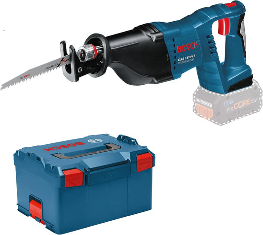 Bosch Professional 18V System scie sabre sans-fil -LI GSA 18 V, avec 2 lames de scie sabre, L-BOXX, bois, métal