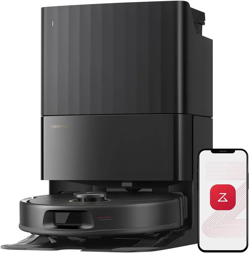 Roborock aspirateur robot S5V 12000, Qrevo Laveur avec Station, Pa Aspiration, Séchage à l'air Chaud, Serpillières FlexiArm, Double Anti-emmêlement