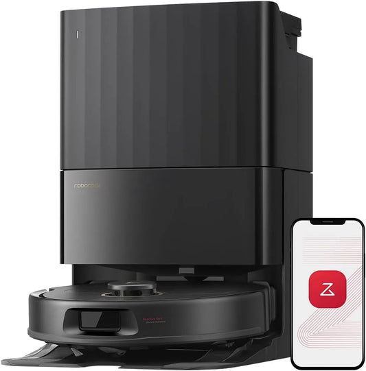 Roborock aspirateur robot S5V 12000, Qrevo Laveur avec Station, Pa Aspiration, Séchage à l'air Chaud, Serpillières FlexiArm, Double Anti-emmêlement