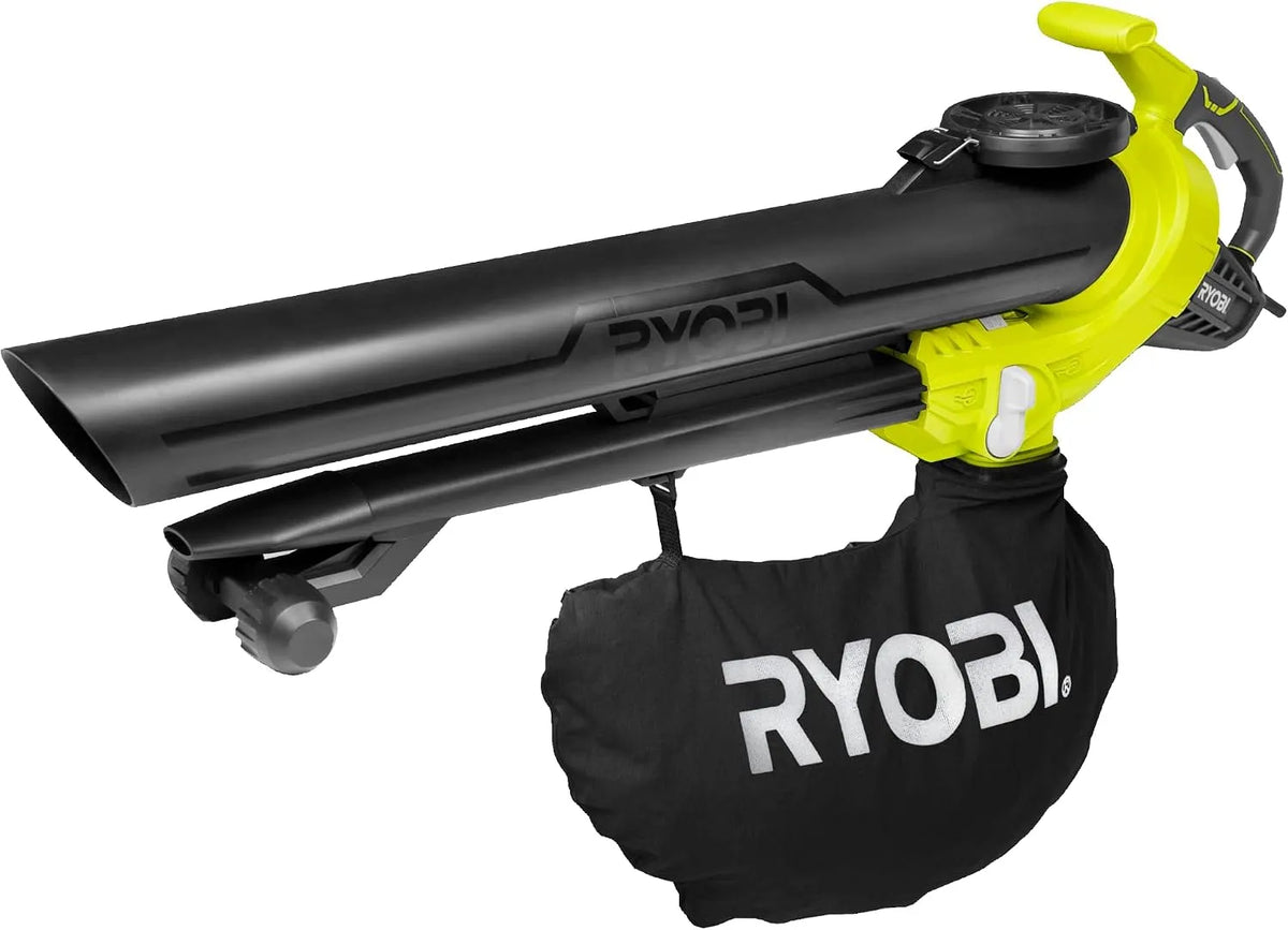 Ryobi aspirateur RBV3000CESV, Souffleur Broyeur Filaire, Moteur 3000W, Vitesse Air 375 km/h, Sac 45L, Broyage 16:1