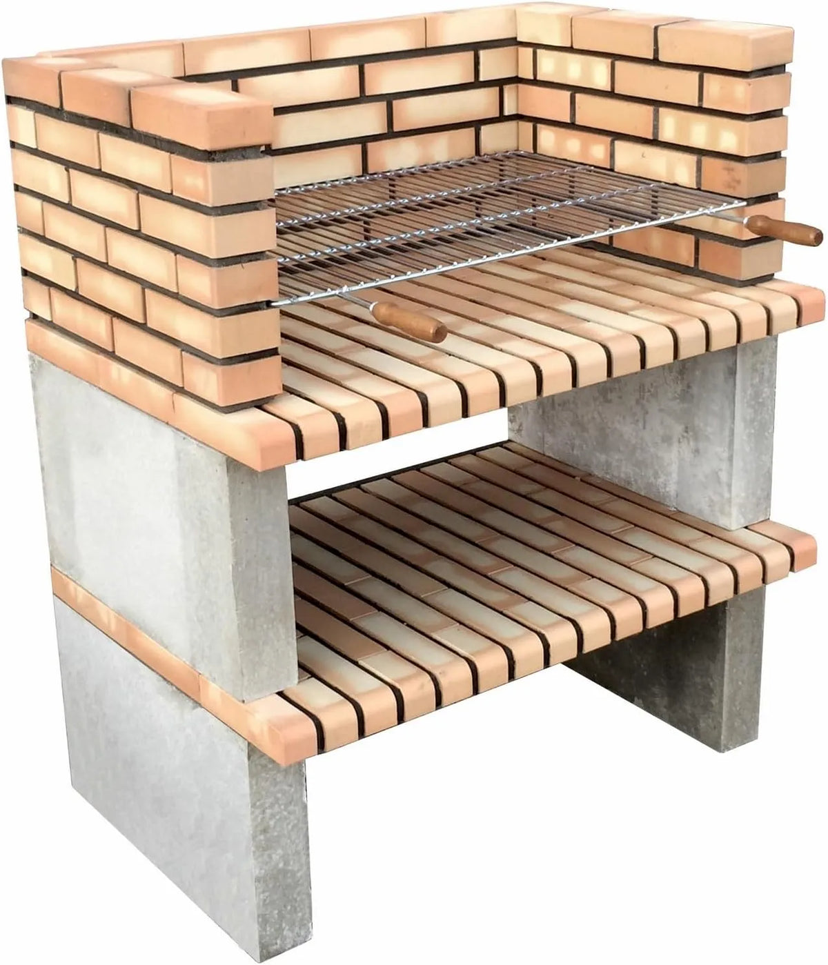 Barbecue 3900 MOVELAR, dimensions 100 x 70 x 120 cm, préfabriqué à Bois et Charbon en béton réfractaire modèle Paellero Grao 85, Orange