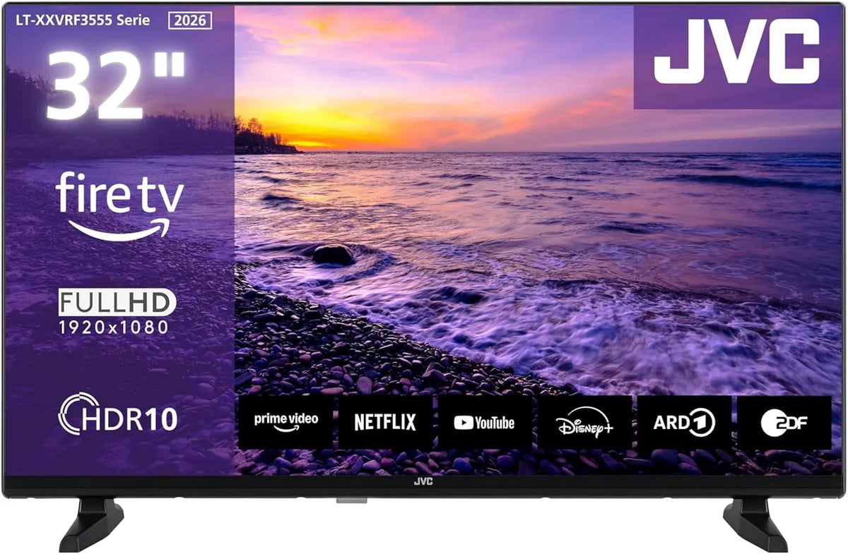 Smart TV LT-32VRF3555, LED, 2026, JVC Fire TV, Full HD, HDR, avec Commande vocale Alexa et Triple Tuner