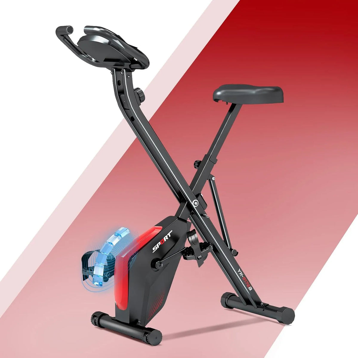 Vélo, avec Écran LCD et Mesure du Pouls,16 Niveaux de Résistance Magnétique, Capacité 120KG, d'Appartement Pliable