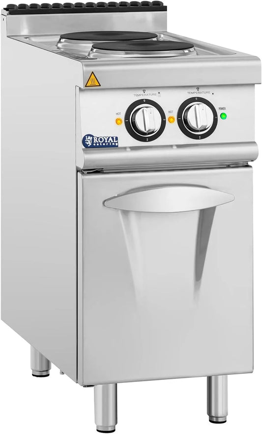 Cuisinière Royal Catering, Gazinière électrique, électrique professionnelle 5,2 kW avec 2 plaques et armoire intégré