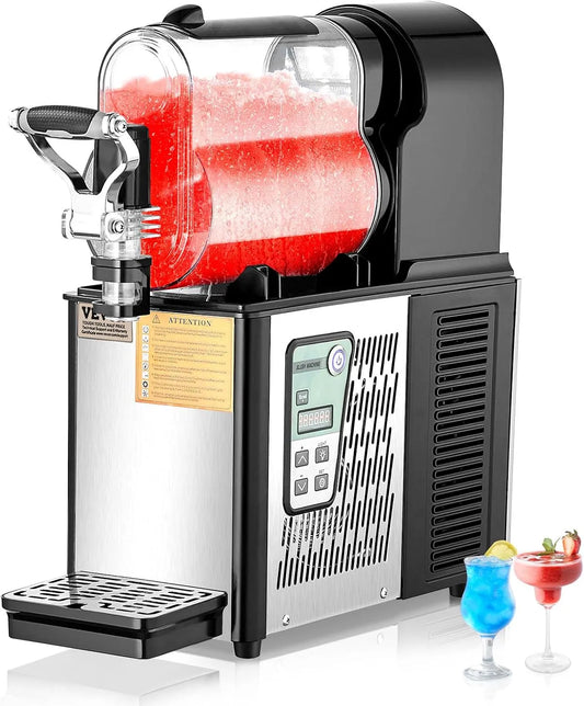 Vevor machine à granité, Commerciale 1x3 L, Machine à Boissons Glacées en Acier Inoxydable de 12 Tasses, pour Restaurants Cafés Bars