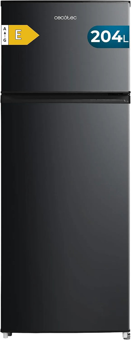 Cecotec réfrigérateur, Combiné Bolero CoolMarket 2D 204 Black E, 55 cm de Largeur, classe énergétique E, Éclairage LED, finition noire