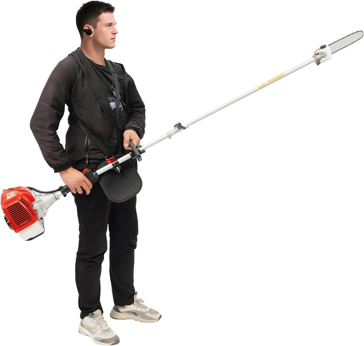 Essence Élagueuse à, équipée d'un moteur à essence monocylindre à deux temps de 43 cm³, avec une longueur d'extension de 2,4 à 3,5 mètres
