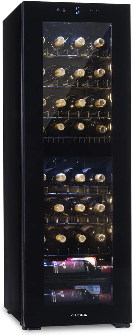 Klarstein réfrigérateur, Frigo, 5-18°C, 39 Bouteilles, Cave a Vin, Bar, à Vin avec façade vitrée, Double Zone, Prosecco
