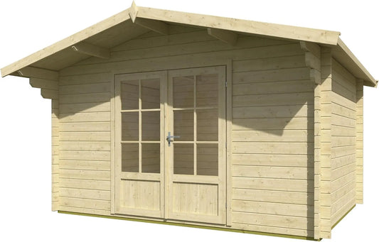Abri de jardin INT052, en Bois, EP 34mm, dimensions 400x300cm, Surface utile 10.14m²