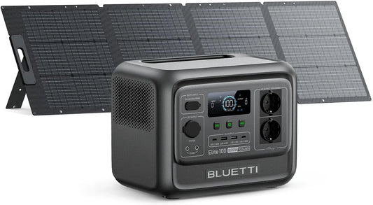 Générateur électrique BLUETTI, Électrique Portable Elite 100 V2 avec Panneau Solaire 200W Inclus, 35% Plus Compacte, Idéale pour Camping, Urgences