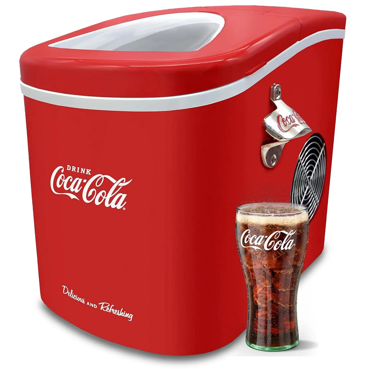 Machine à glaçons, Fabricant de glaçons avec 2 tailles de glaçons, au format au format portable pour cocktails, Design rétro rouge