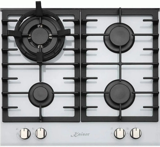 Plaque de cuisson, de Cuisson à Gaz 60 cm, 4 Zones, Encastrée, Brûleur WOK, Propane, Kaiser KCG 6360W Turbo, puissance 3,8 kW, Autonome