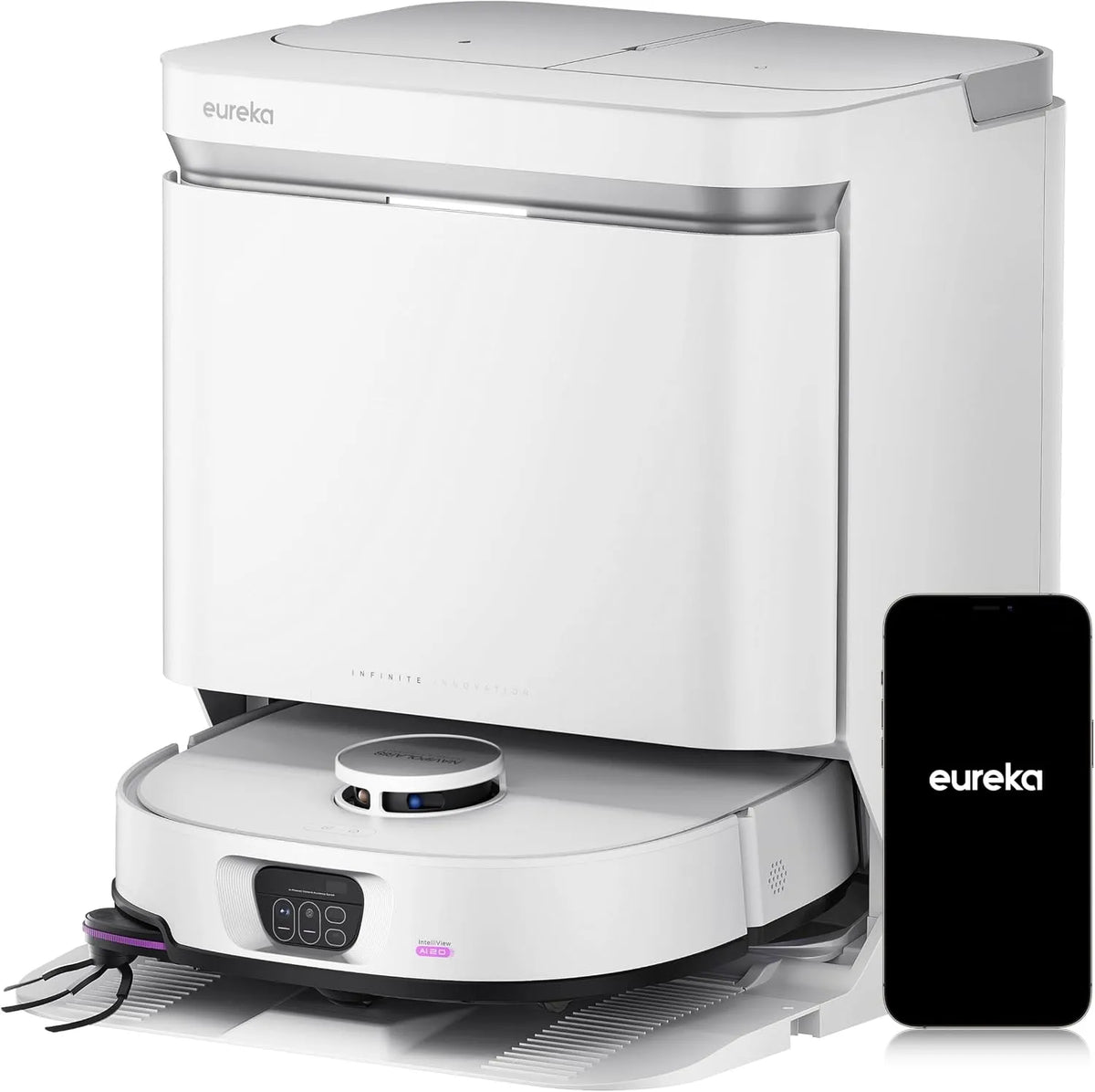 Aspirateur J15, Aspiration 22000Pa, IntelliView 2,0, Anti-Emmêlement, EUREKA Max Ultra Robot Laveur avec Serpillière et Brosse Latérale Extensible