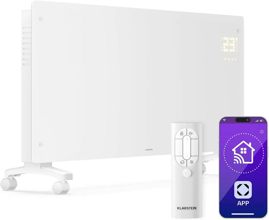 Klarstein radiateur, Electrique 3000W, Chauffe 30m², Contrôle App & Télécommande, Convecteur Électrique sur Pied & Mural, Silencieux, Thermostat