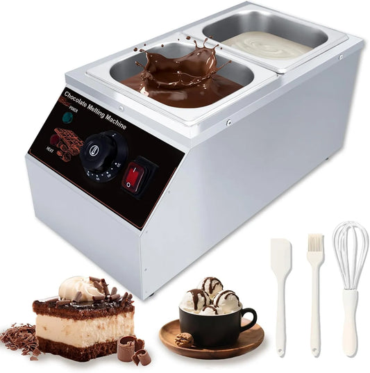2-Cuve Chauffe-Chocolat avec Contrôle de Température, Machine de Tempérage Commerciale en Acier Inoxydable, Pâtisserie, Bonbons et Fromage