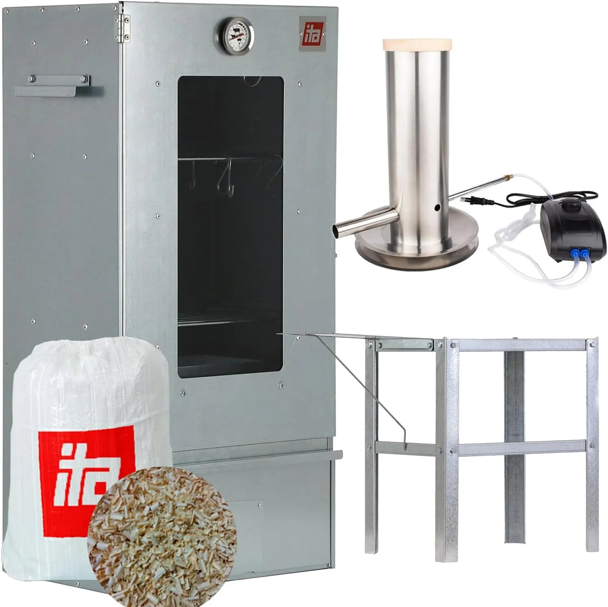 Fumoir 7002 ITA, 81 cm avec 3 niveaux, Set Smoker avec générateur de fumée, table, Armoire à fumage avec fenêtre & thermomètre, Générateur électrique