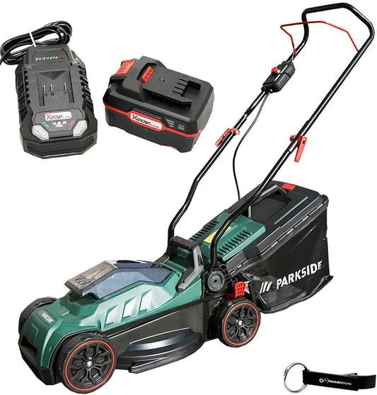 Parkside tondeuse à gazon PRMA 20, 1 batterie 4 Ah, HEADNMORE sans fil 20 V + porte-clés HEADNMORE