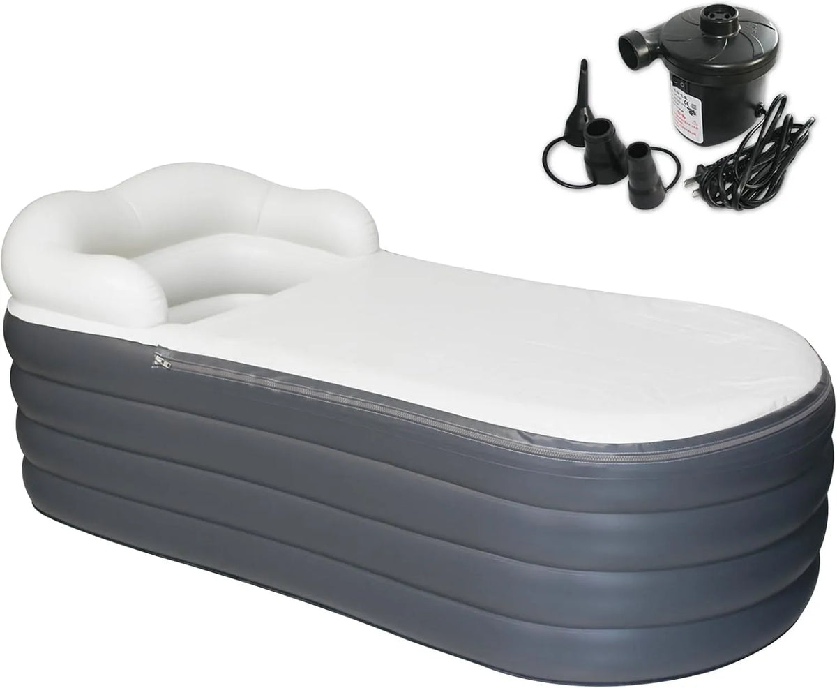 Pour adulte Baignoire gonflable, Spa, finition grise foncé, dimensions 168x76x68cm, Grande baignoire à glace portable