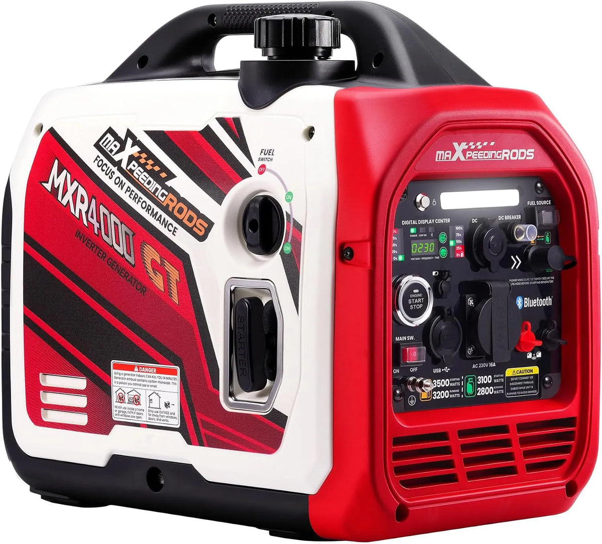 Générateur électrique, Garage et Usage Extérieur, maXpeedingrods Groupe Electrogene Silencieux GPL et Essence 3500W Inverter Démarrage