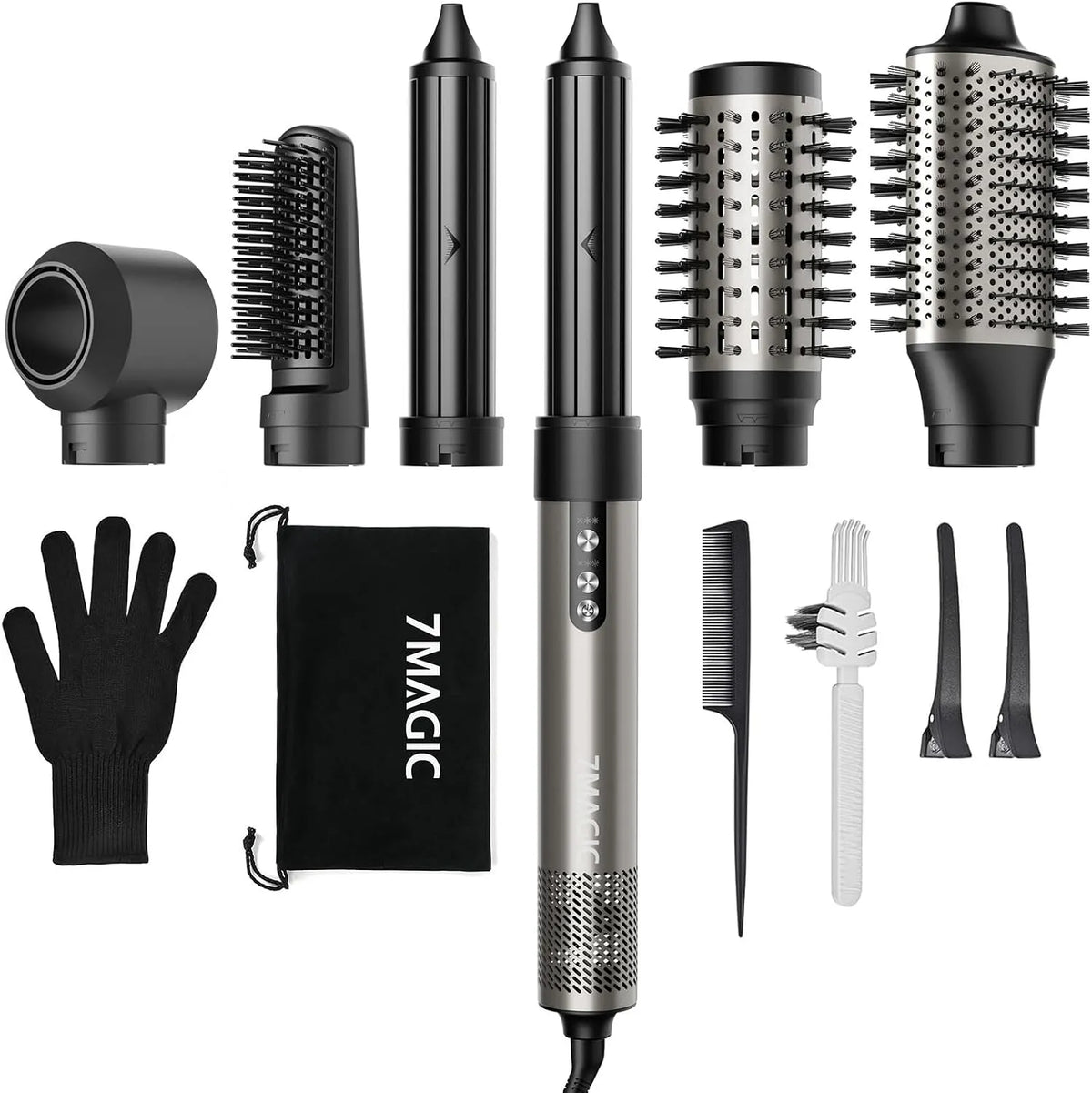 6 en 1, 110 000 tr/min Air Styler, Seche Cheveux à Séchage Rapide, Brosse Soufflante, Sans Dommages Thermiques, Salon Professionnel à Domicile