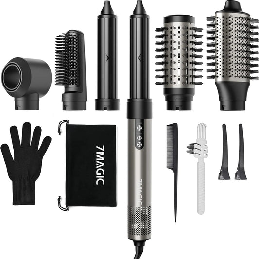 6 en 1, 110 000 tr/min Air Styler, Seche Cheveux à Séchage Rapide, Brosse Soufflante, Sans Dommages Thermiques, Salon Professionnel à Domicile