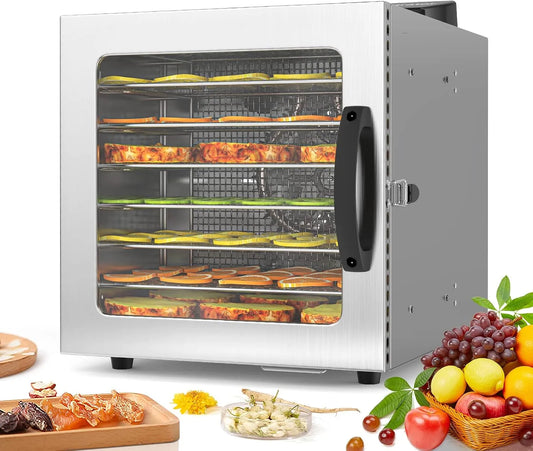 Modèle Deshydrateur Alimentaire 24H Lecon Chef, Déshydrateurs avec 8 Plateaux Inox, pour Fruits, Herbes, Deshydrateur Alimentaire 450 W, Jerky