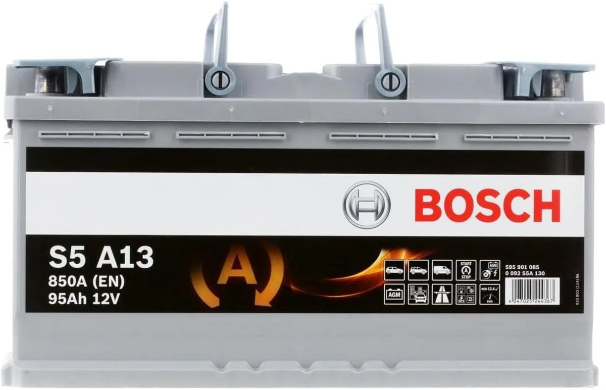 Bosch modèle 95A, 95A S5A13, 850A, Batterie Auto, Stop, 95A/h, adaptée aux Véhicules avec Start, Technologie AGM