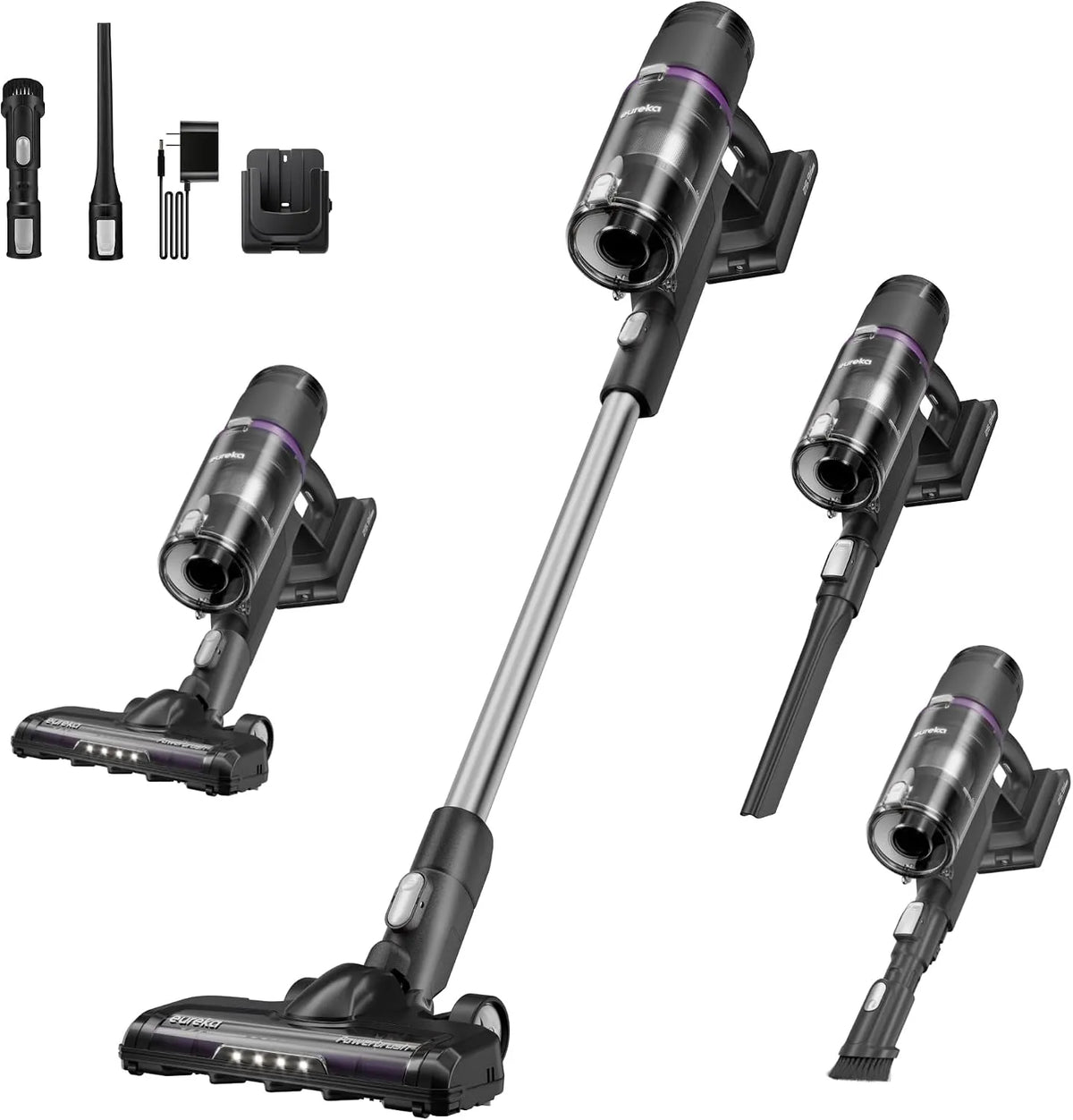 Aspirateur NEC410BK, Portable Rechargeable et léger pour la Maison pour Bois Dur et Poils d'animaux, Eureka Cordless Stick Vacuum Cleaner