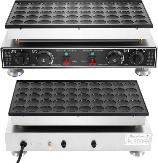 Muffins professionnelle 50 trous Machine à, 50-300 °C, Gaufrier électrique avec 220 V et régulateur de température, snacks, Revêtement