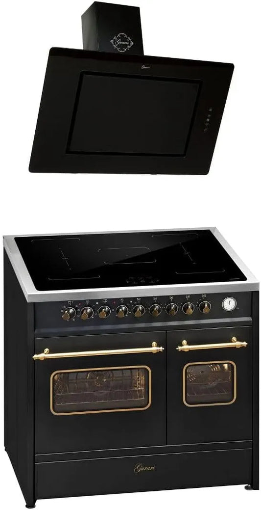 Cuisinière BL 90, Range Coocker avec induction Flex + hotte aspirante 90 cm, à induction E 913 DF RU BL+GCH S 155 Prime