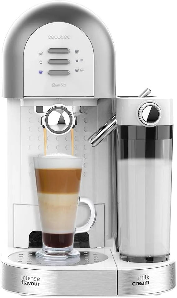 Cecotec machine à café, Semi-automatique Power Instant-ccino 20 Chic Serie Bianca. 1470 W, Réservoir 1,7 L, 20 Bars et Thermoblock