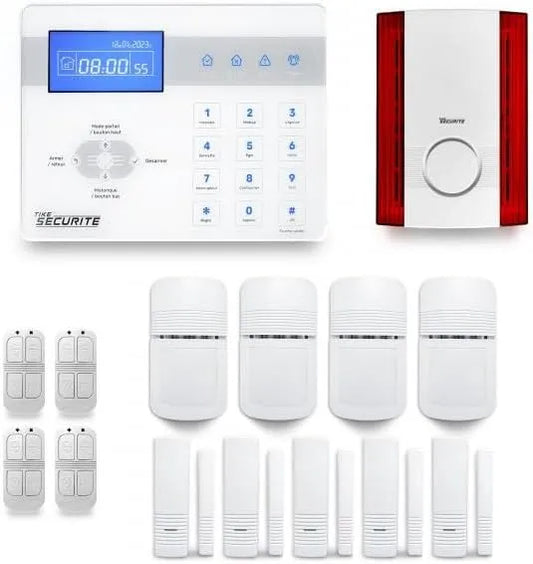 Alarme maison, Compatible Box internet, sans fil ICE-Bi 4 à 5 pièces mouvement + intrusion + sirène extérieure