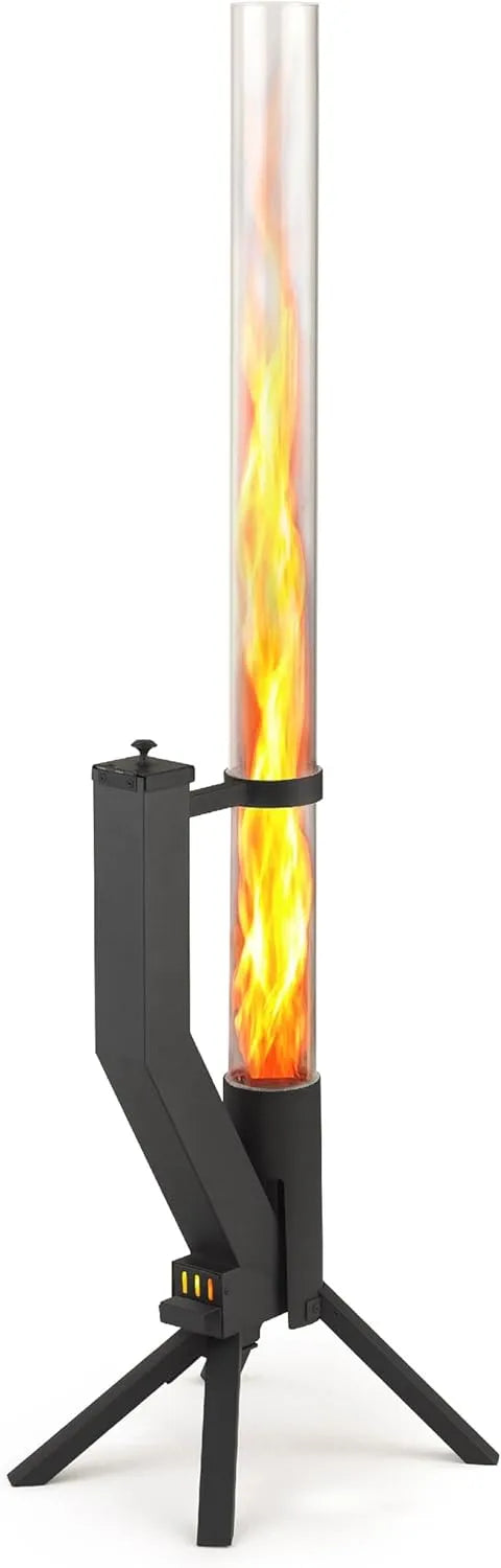 De Jardin Brasero Exterieur, Flamme jusqu'à 1m, Chauffage Foyer Extérieur Élégant pour Terrasse, Poêle à Pellets Granulés, Montage Rapide