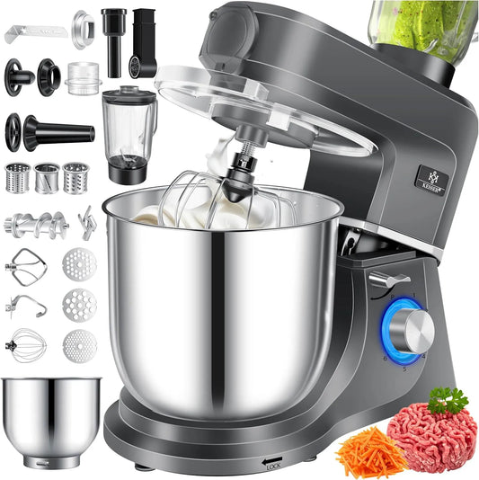 Kesser robot de cuisine K-KM 3000, pétrisseur, universel 3 en 1 avec hachoir à viande, bol de 5,5 l avec 3 outils mélangeurs, kit d'accessoires