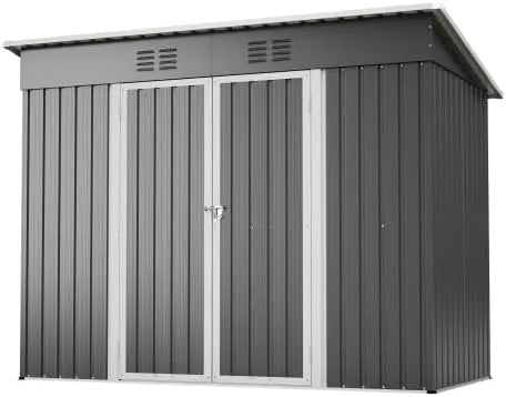 Abri de jardin, vélo et, Porte verrouillable, terrasse, en métal 242 x 126 x 182 cm, cadre de fondation pour jardin