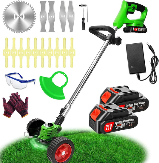 Débroussailleuse, sans Fil 21V 2.0Ah Coupe Bordure, à Electrique, légères et à Faible Bruit, pour Jardin Élagage