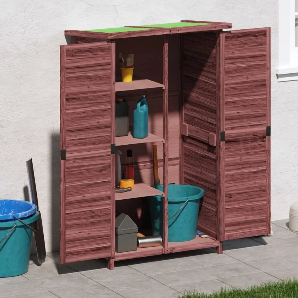 Armoire de jardin, Moka 83x57x140 cm Bois Massif pin, extérieur, abri de Jardin en Bois abri à Outils avec étagères et Portes