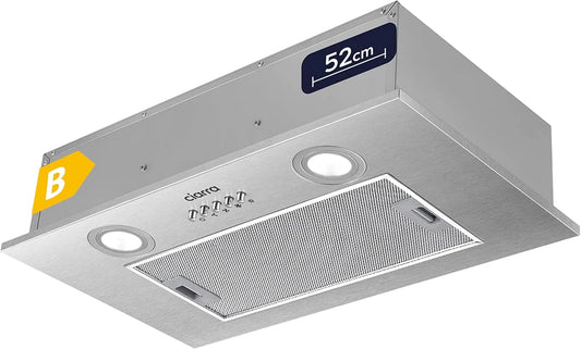 CIARRA hotte aspirante CBCS5913A, 3 niveaux de vitesse, Hotte de Cuisine Intégrée, 300 m³/h, largeur 52cm, 3 niveaux de vitesse, Encastré