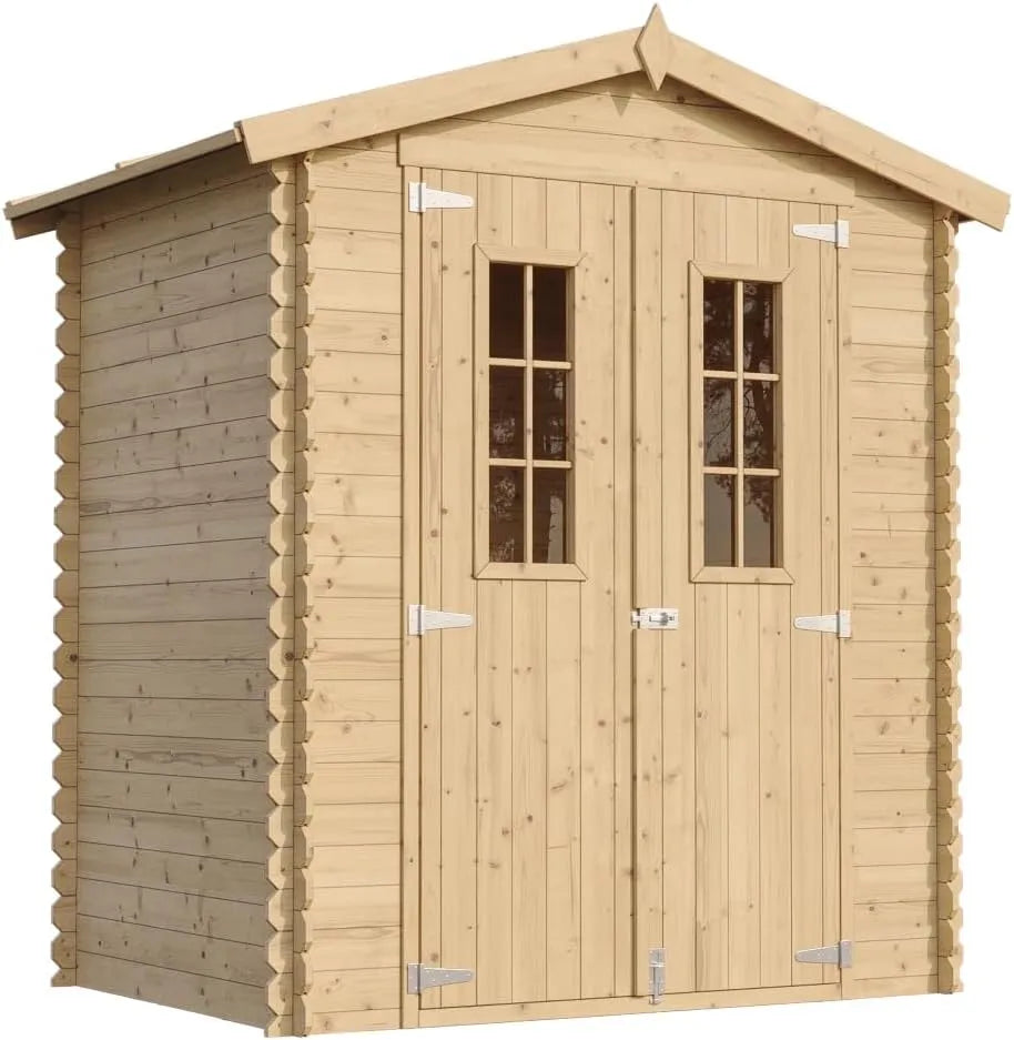 Abri de jardin I196xL136xH218 M367C+M367G, en Bois avec Sol TRAITÉ, 1.98 m2 Petit abri à Outils, Stockage extérieur cm, Local à vélos, TIMBELA