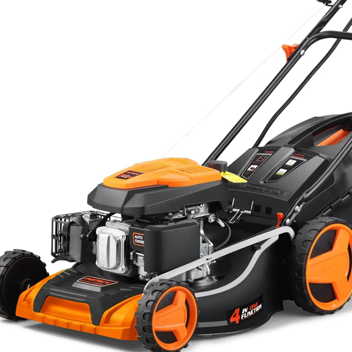 Fuxtec tondeuse 4en1 FX-RM5196eS, Thermique Démarrage Électrique, Largeur de Coupe 51cm, capacité 60L Bac de ramassage, Système autotracté
