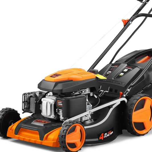Fuxtec tondeuse 4en1 FX-RM5196eS, Thermique Démarrage Électrique, Largeur de Coupe 51cm, capacité 60L Bac de ramassage, Système autotracté