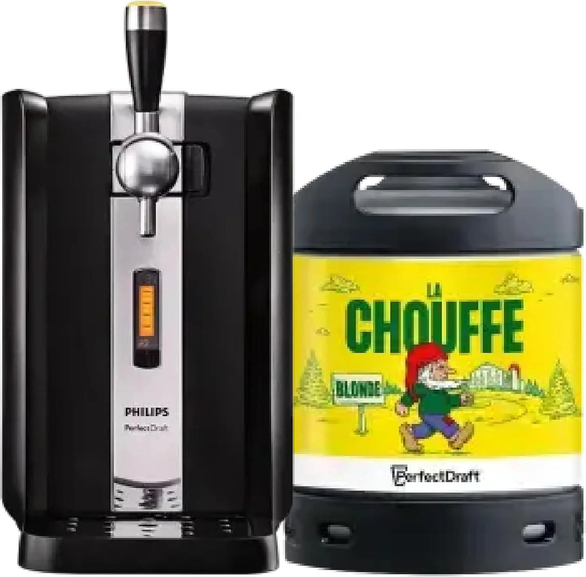 PerfectDraft, Refroidissement À 3°C, Machine Pression À Domicile, Idée Cadeau Amateur Bière, Pack Tireuse À Bière + 1 Fût Chouffe 6L