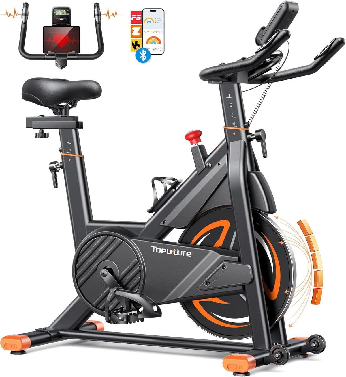 Vélo, Vélos D'appartement avec fréquence cardiaque Capacité 160KG, Résistance réglable, d'intérieur avec silencieux