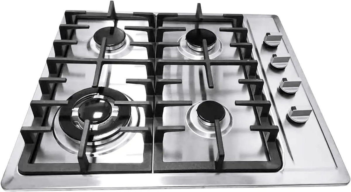Plaque de cuisson KOLHGNSE, 4 flammes, camping, en acier inoxydable, propane, dimensions 590 x 510 mm, de cuisson à gaz, cuisinière à gaz