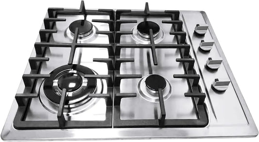 Plaque de cuisson KOLHGNSE, 4 flammes, camping, en acier inoxydable, propane, dimensions 590 x 510 mm, de cuisson à gaz, cuisinière à gaz