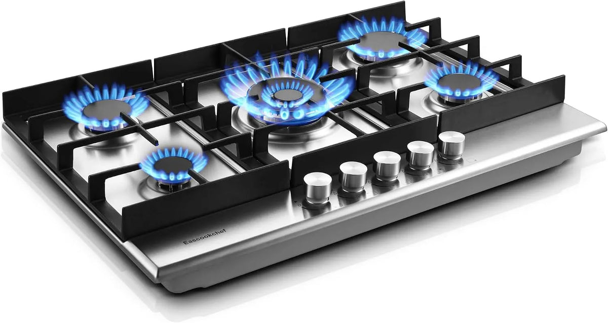 Table de cuisson, cuisinière à gaz convertible NG, à gaz de 76,2 cm avec 5 brûleurs haute efficacité, protection, GPL